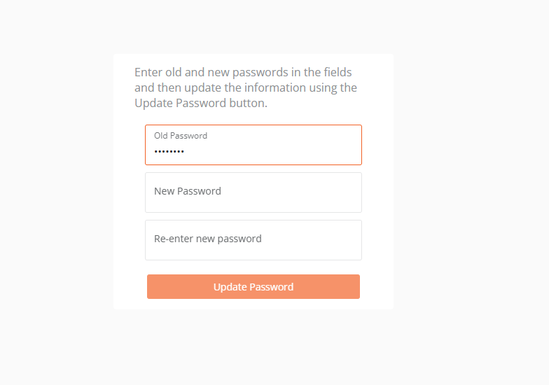 Change Password screen